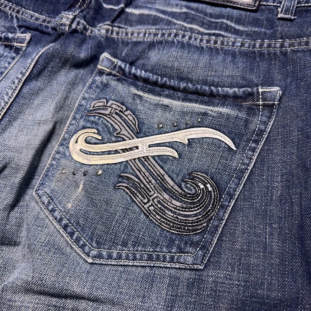 Vintage Ecko Unltd Baggy Denim Shorts Mens 38 Distressed Embroidered Y2K‎